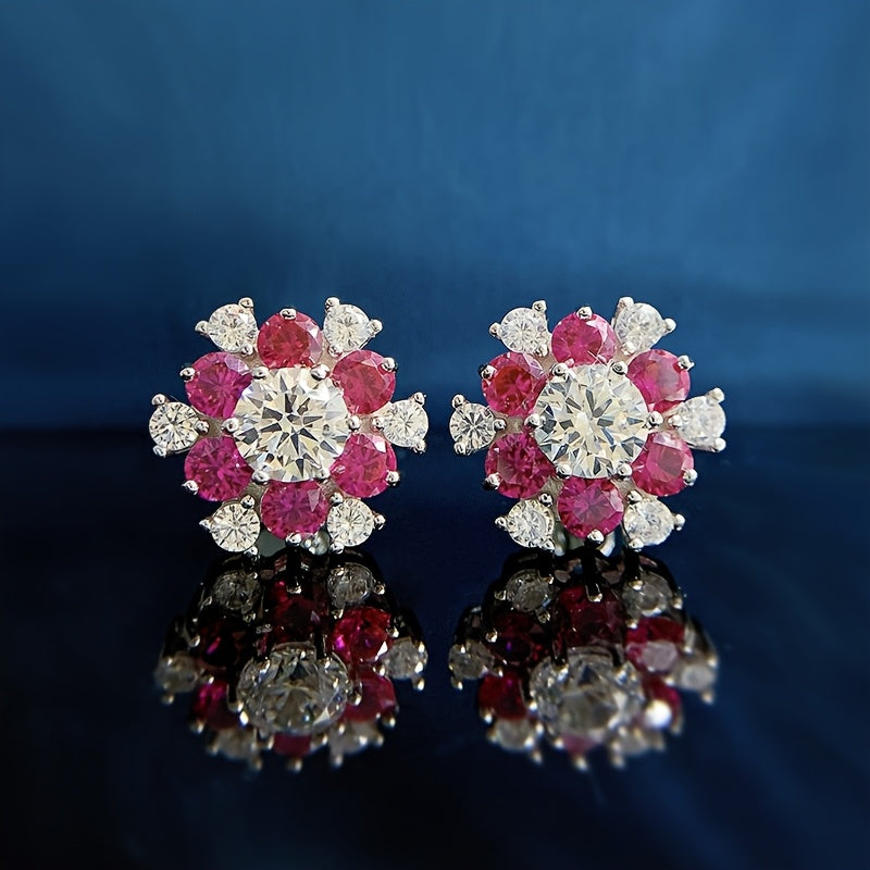 S925 Silver 2Carat Moissanite Stud Earrings High-Quality, Gorgeous And Elegant Women'S Fashion Jewelry Suitable For Daily, Vacations, Parties, Birthdays, Christmas, Thanksgiving, And New Year Gifts