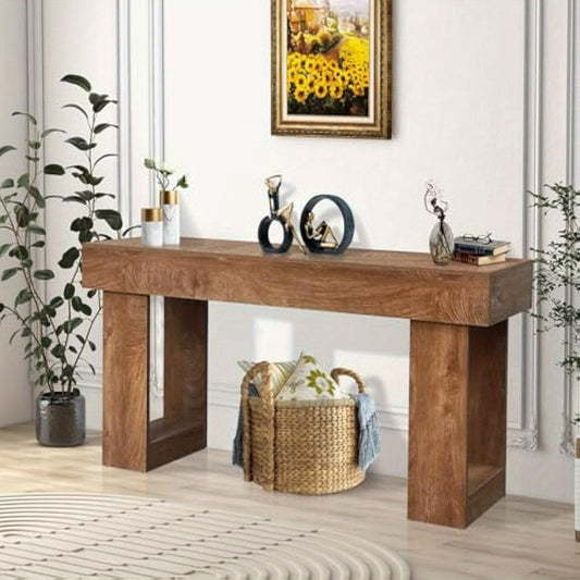 A 63-Inch Long Console Table Designed for Entryways, Perfect for Home Decor. This Solid Wood Rectangular Sofa Table Fits Behind The Couch And Serves As a Farmhouse-Style Entryway Table Suitable for Entrances, Hallways, Living