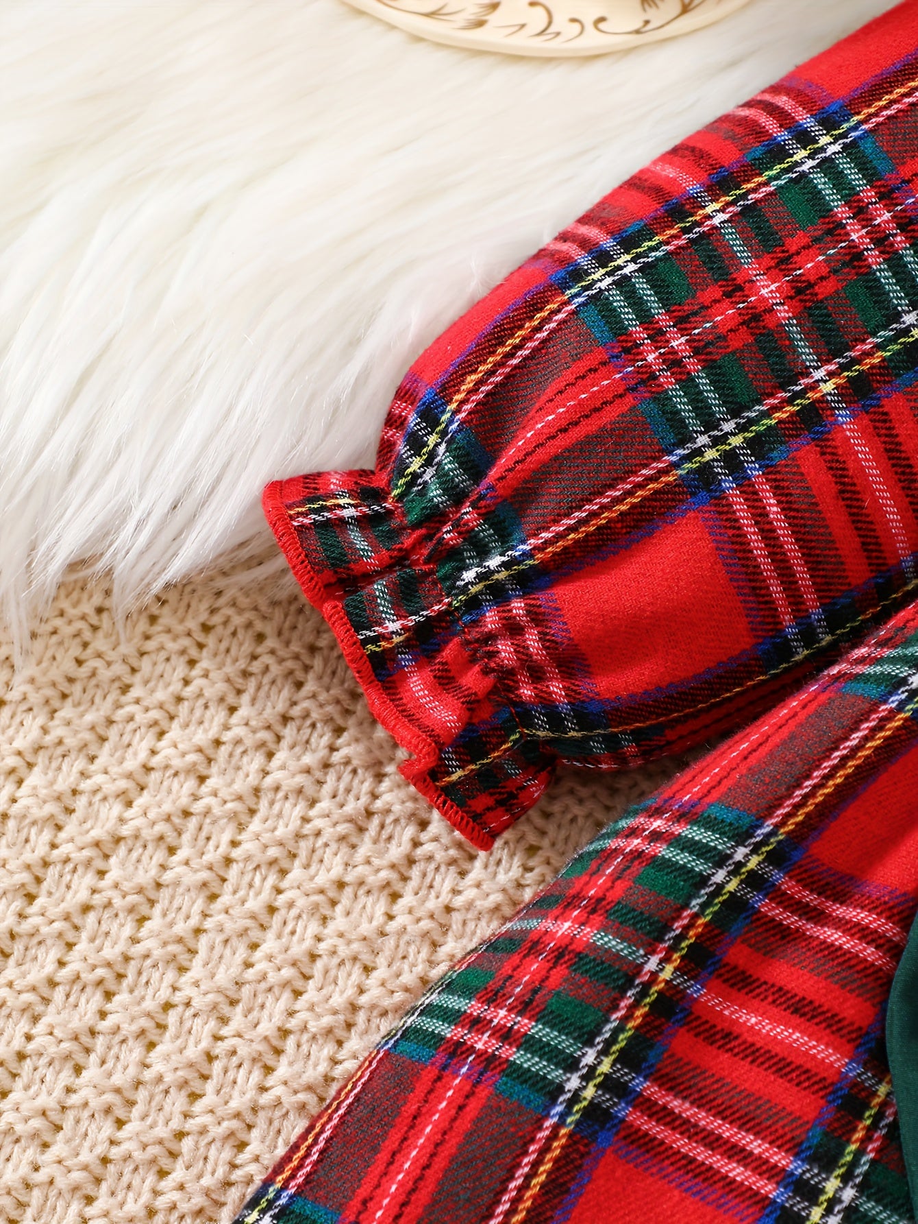 Red Plaid Christmas Party Dress with Detachable Headbow & Belted Waist - Long Sleeve A-Line Mid-Length Holiday Gown, Machine Washable Cute Outfit for Xmas Pageants, Family Photos & Winter Celebrations - Festive Gift for Young