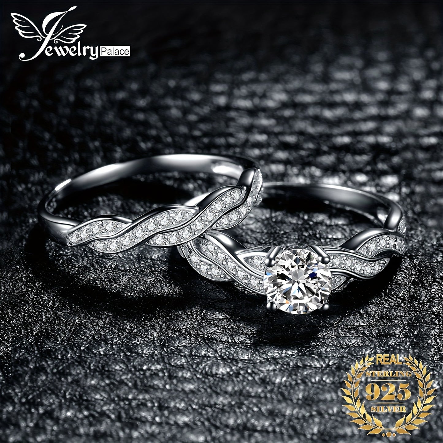 2pcs/set 925 Sterling Silver Classic And Elegant Infinity Knot Design Round Cut Cubic Zirconia Decor Silvery Wedding Engagement Ring For Woman Bridal Set Ring Band Stackable Fine Jewelry