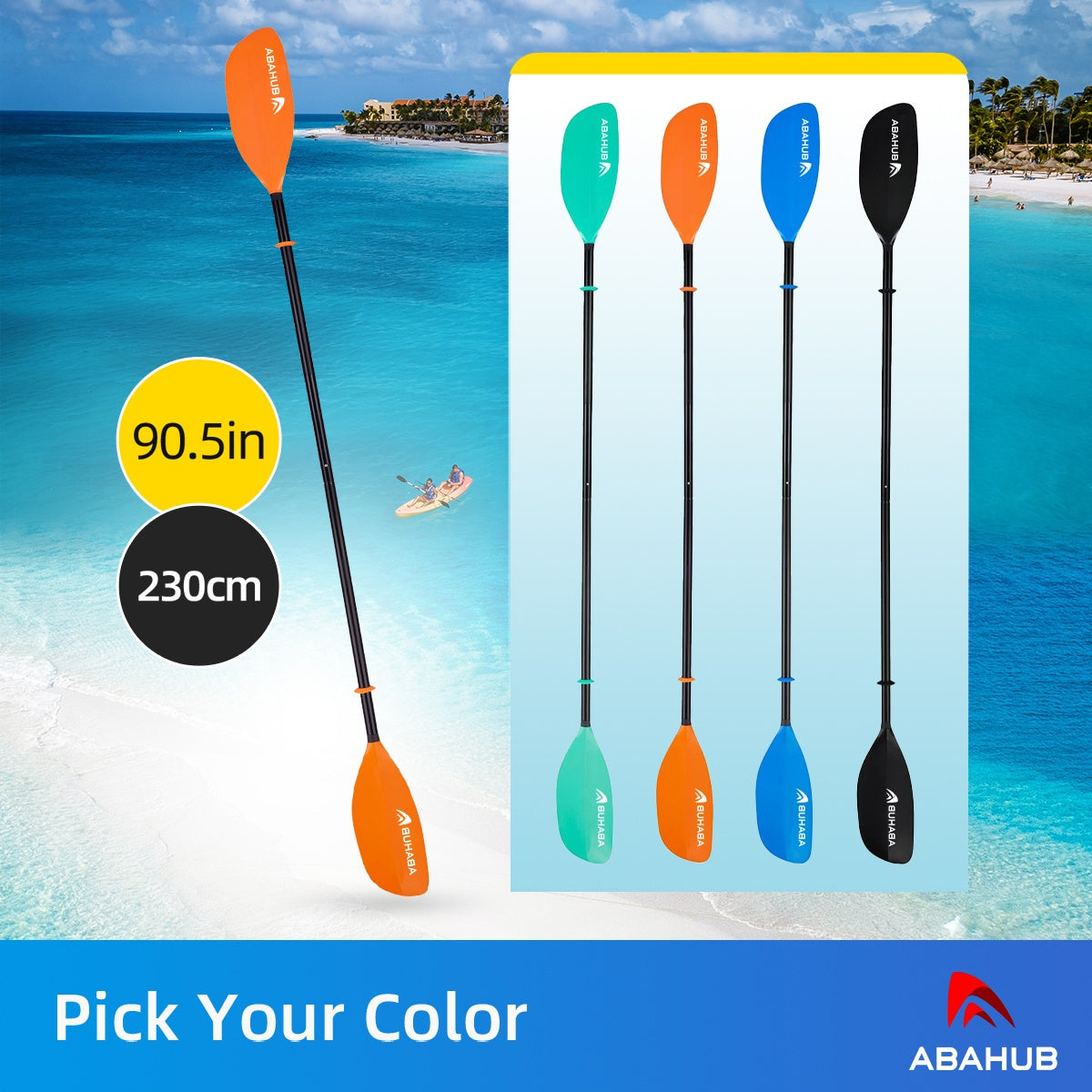 ABAHUB Low-Profile Two-Section Double Paddle Board - SKP2503, Aluminum Alloy, Mixed Colors, Ideal for Christmas, Valentine'S Day, Thanksgiving, Mother'S Day Gifts, Kayaking Accessory|Low Profile Design|Durable Kayak