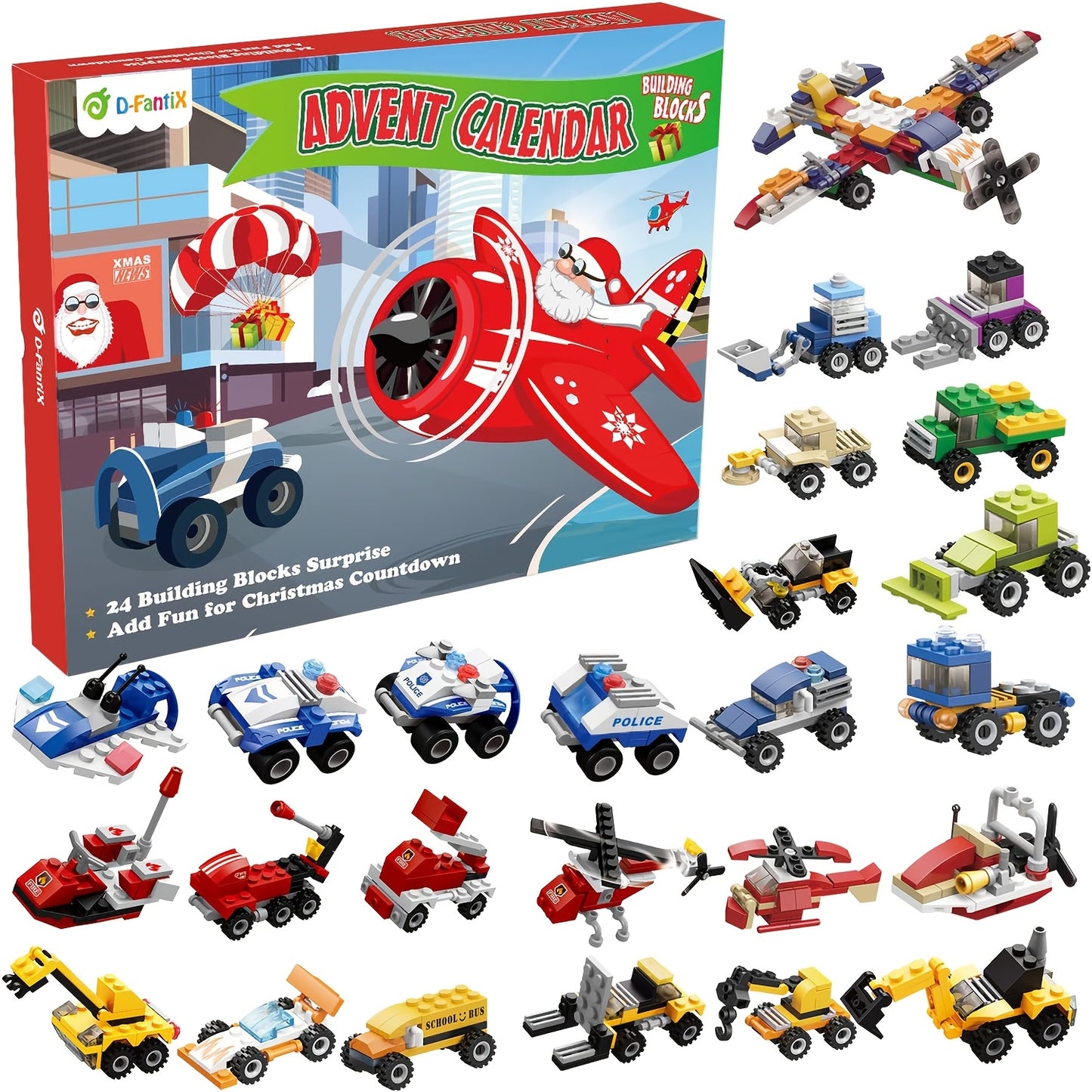 Christmas Advent Calendar 2025, Kids Building Toys Advent Calendar Countdown to Christmas with Vehicles Pull Back Cars Construction Toys 24 Days Count Down Gift for Boys Girls