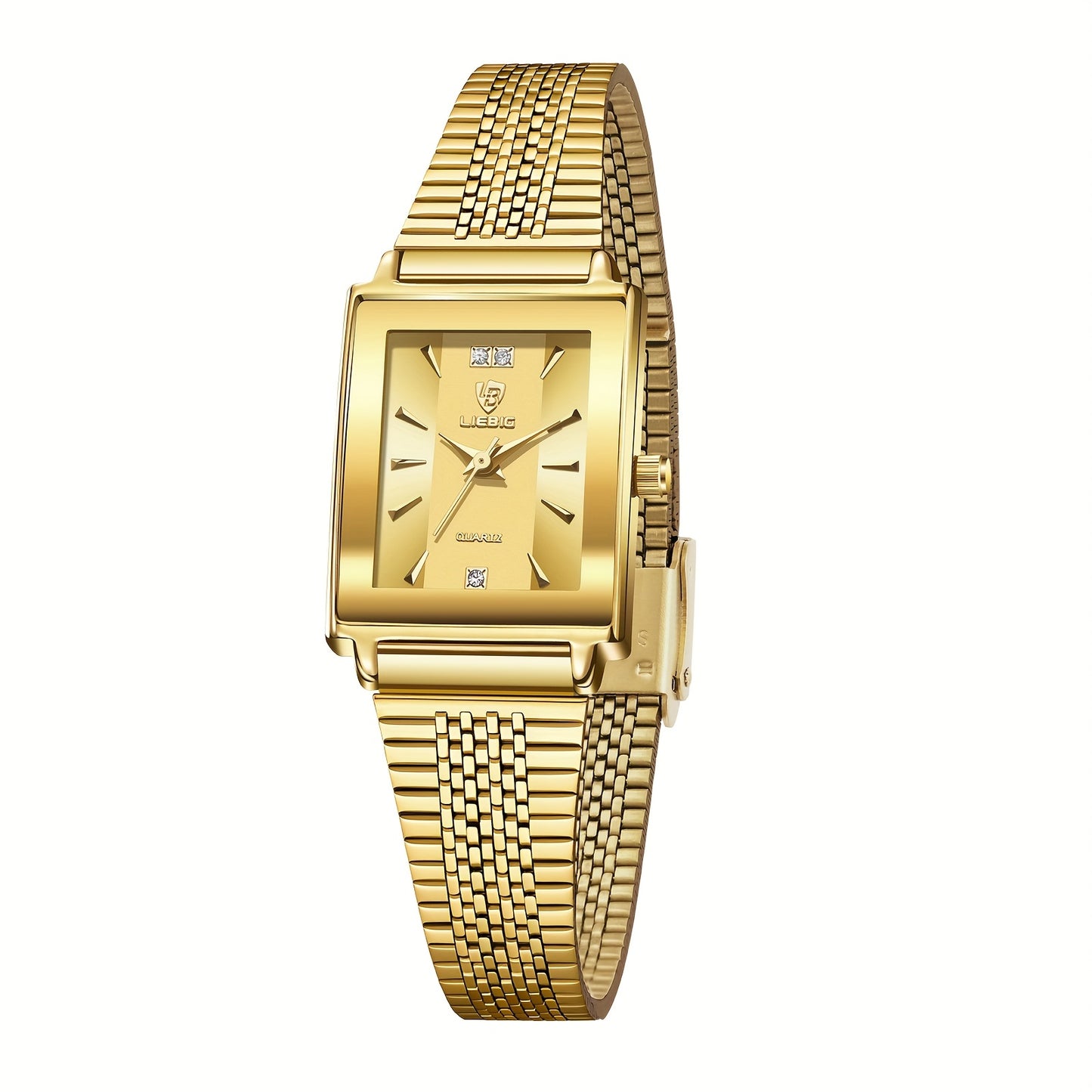 LIEBIG Luxury Women's Watch - Elegant Square Black Dial with Golden Markers, Adjustable Stainless Steel Band, Night Light & Quartz Movement, Perfect for Office & Special Occasions (Birthday/Anniversary Gift), Formal Accessory