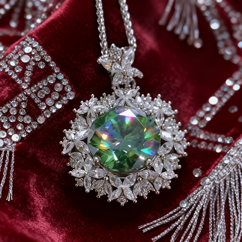 A 925 Silver 11.0mm*1 Round Large Moissanite 5-carat Pendant Necklace, Weighing Approximately 9.3g, Is Elegant And Fashionable. It Is Perfect for Family Banquets, Anniversary Parties, And As A Perfect Gift for Family And Frie