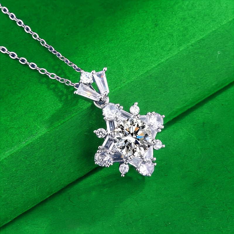 S925 Silver 0.25/1/2 Carat Moissanite Necklace, High-Quality Elegant and Exquisite Women's Fashion Pendant Necklace, 925 Silver Necklace, Women's Jewelry Necklace for Daily Wear/Party/Birthday/Anniversary, Perfect Gift for Lo