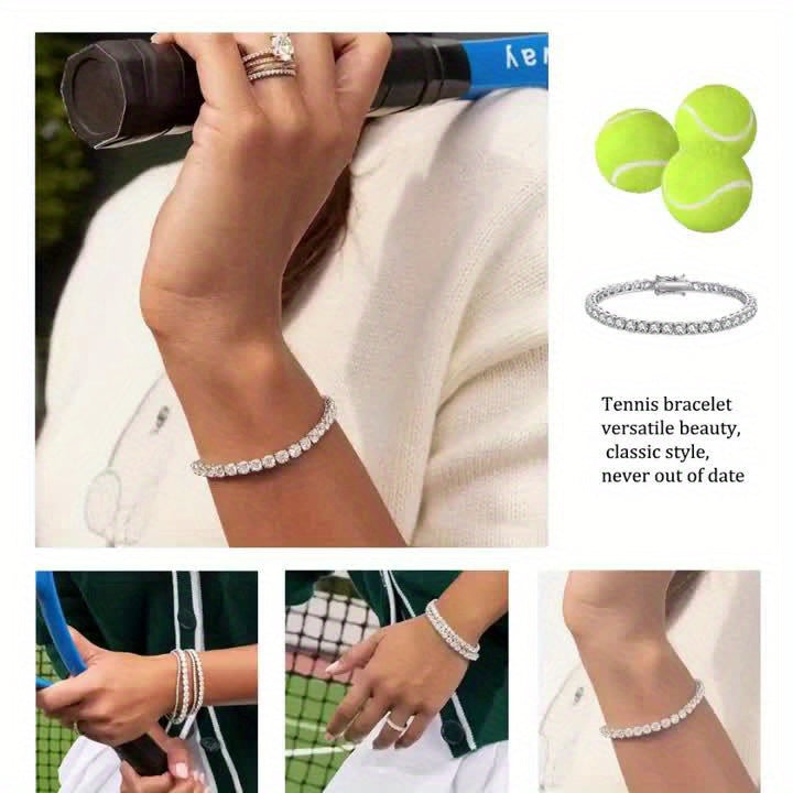 Tennis Bracelet 925 Sterling Silver 5mm 0.5-carat Moissanite, Exquisite Jewelry Gift, Suitable For Banquets And Dinners, Hip-hop, Couple Style, Bestseller, Luxurious, Wedding Gift, Anniversary Gift, Christmas And Birthday Gif