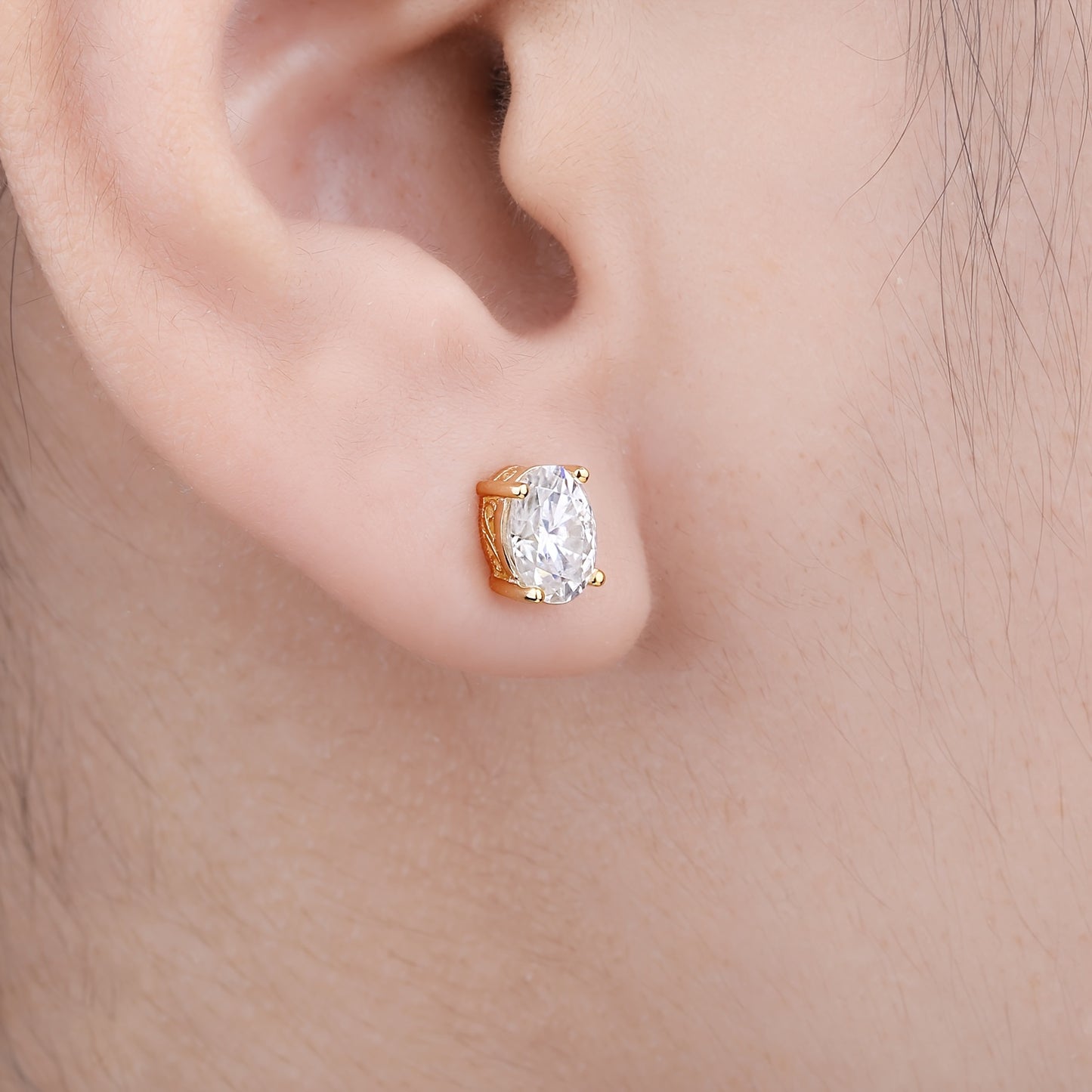 1pair Moissanite 925 Sterling Silver Classic And Elegant Oval Cut Total 2ct Moissanite Silver Earirngs for Woman for Girl for Wedding Engagement Jewelry, 1ct/side. Fine Jewelry Perfect for Daily Decoration for Dating Gift