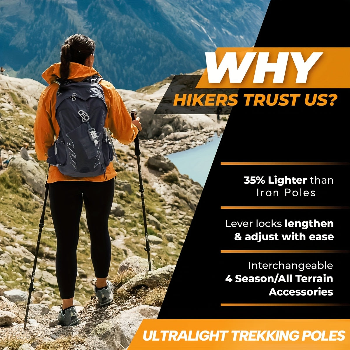 2pcs Durable Telescopic Multifunctional Aluminum Trekking Poles, Ultra Light Alloy Men'S and Women'S Trekking Pole, Aluminum Alloy Hiking Stick Stick