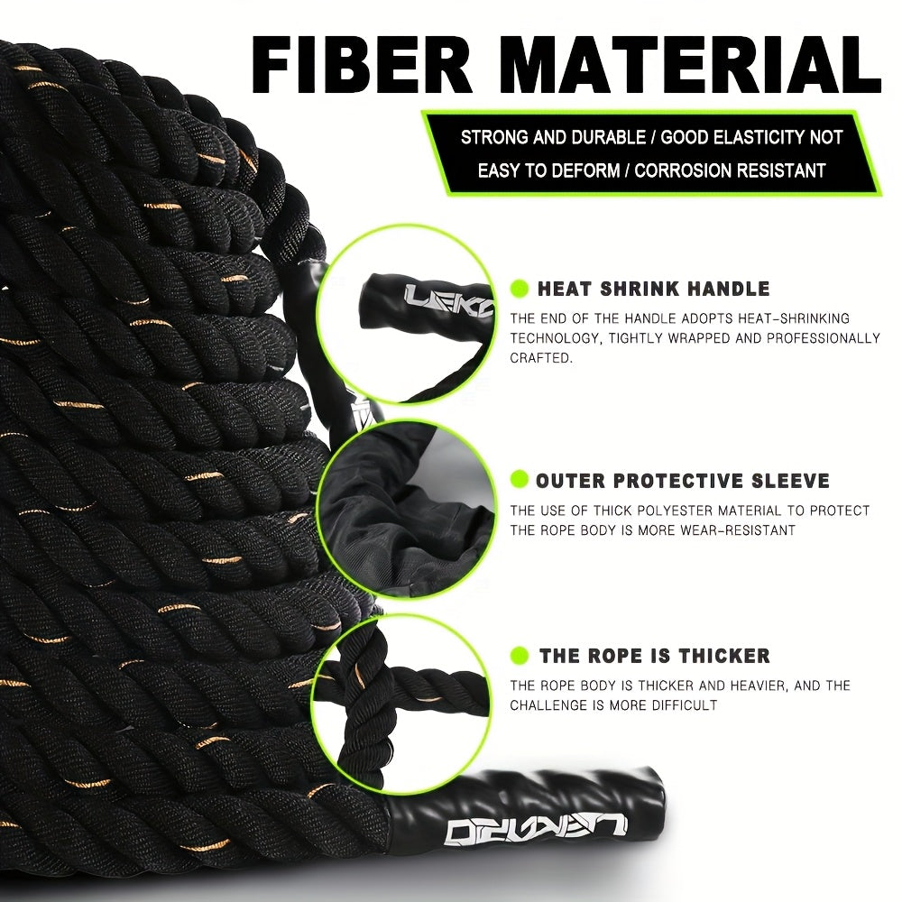 354.33inch Heavy-Duty Battle Rope with Weighted Ends (Negligible) - Adjustable 275.59-393.7inch MMA Training Rope for Core Strength, HIIT, Boxing & Gym - Ideal Gift for Fitness Enthusiasts, & (Black)