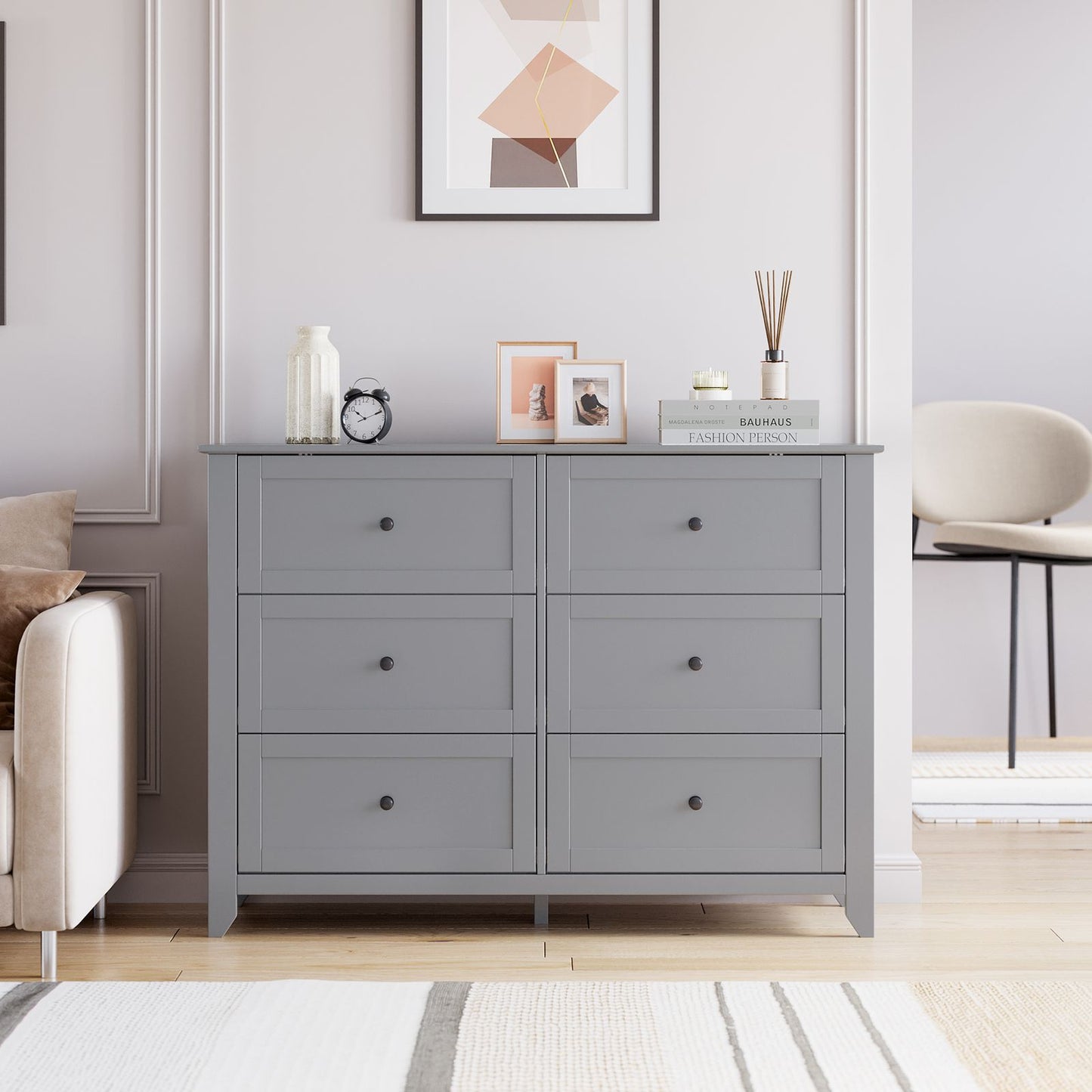 Modern 6-Drawer Storage Cabinet with an Upgraded Design, Crafted from Sheet Material And Featuring a Durable U1 Drlac 6002 Painted End. This Functional Storage Solution Is Perfect for Home Or Office Use, Ideal for Room Decor,