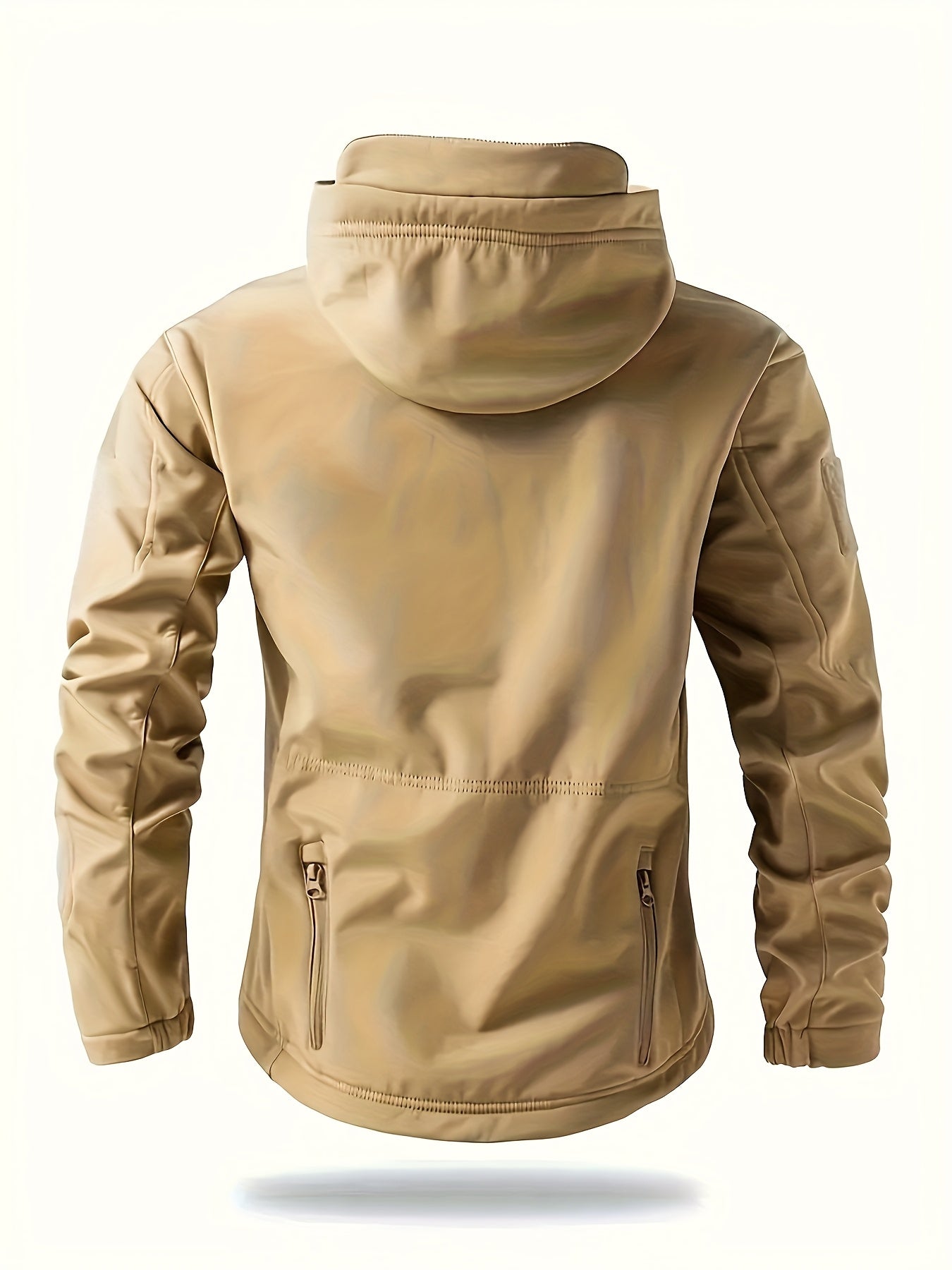 Men's Heavy-Duty Windproof Insulated Tactical Winter Jacket with Full-Zip Hooded Softshell Coat, Multiple Pockets & Zippered Pocket Flap - Machine-Washable Outdoor Survival Gear for Hiking, Skiing, Hunting, Camping (Black) -