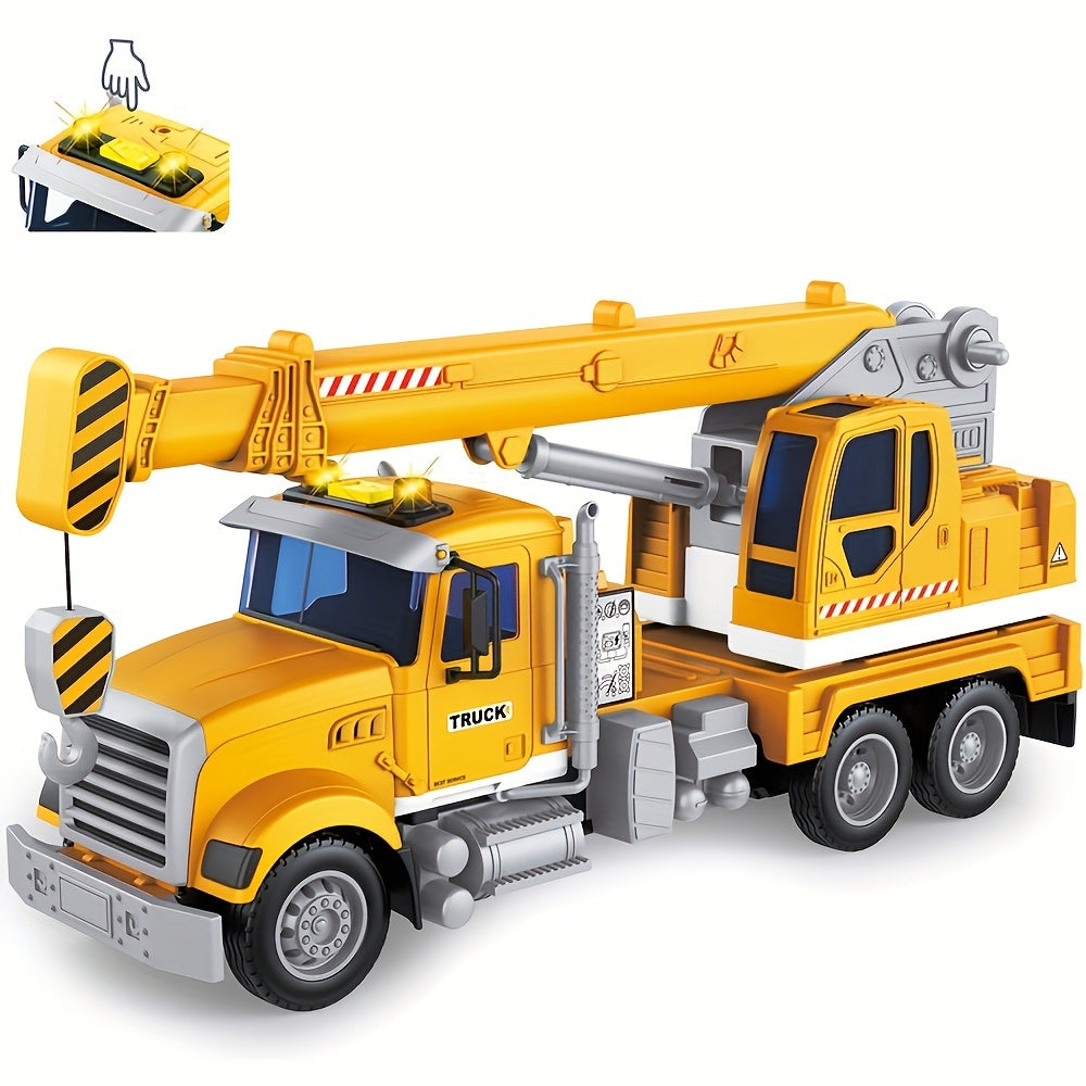 Kids Toys For 3 4 5 6 7 Years Old Boys, 13"Tow Truck Toy, Friction Powered Transport Truck Crane Toy With Lights And Sounds, Birthday Gifts For Boy Child