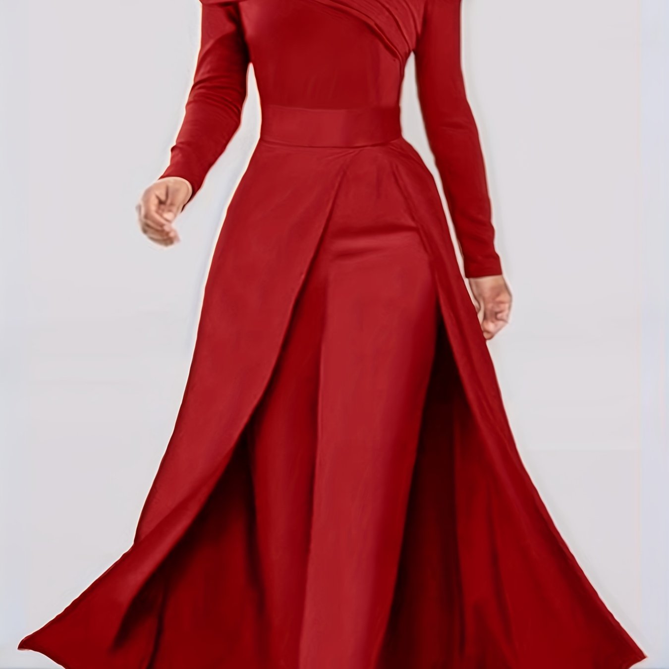 Women's Elegant Off-Shoulder/Boat Neck Two-Piece Set - Solid Color Beige/Black/Navy Blue Tailored Pantsuit, Structured Blazer & Matching Trousers, Machine Washable Autumn to Semi-Formal Attire (No Dry Clean)