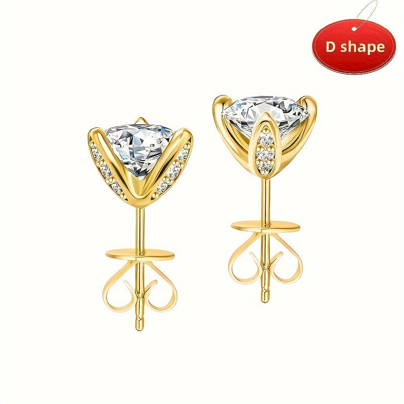 925 Silver 1Carat* 2pcs Moissanite Earrings Teenager'S Moissanite Jewelry, Silvery Earrings, High-Quality Fashion Studs For Teenager For Vacation Engagement, Wedding, Anniversary Gifts Perfect For Friends Christmas #Halloween