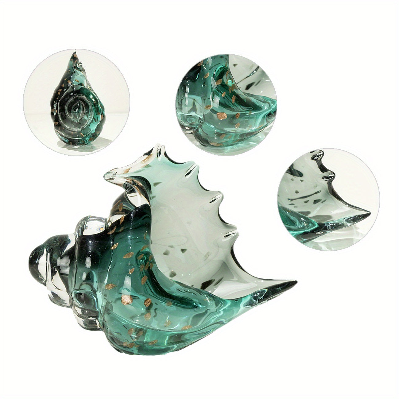1pc green glass conch, Office storage glass seashells, marine animal storage ornaments, home decoration creative art collection sculptures, beach gifts, birthday gifts for beach enthusiasts