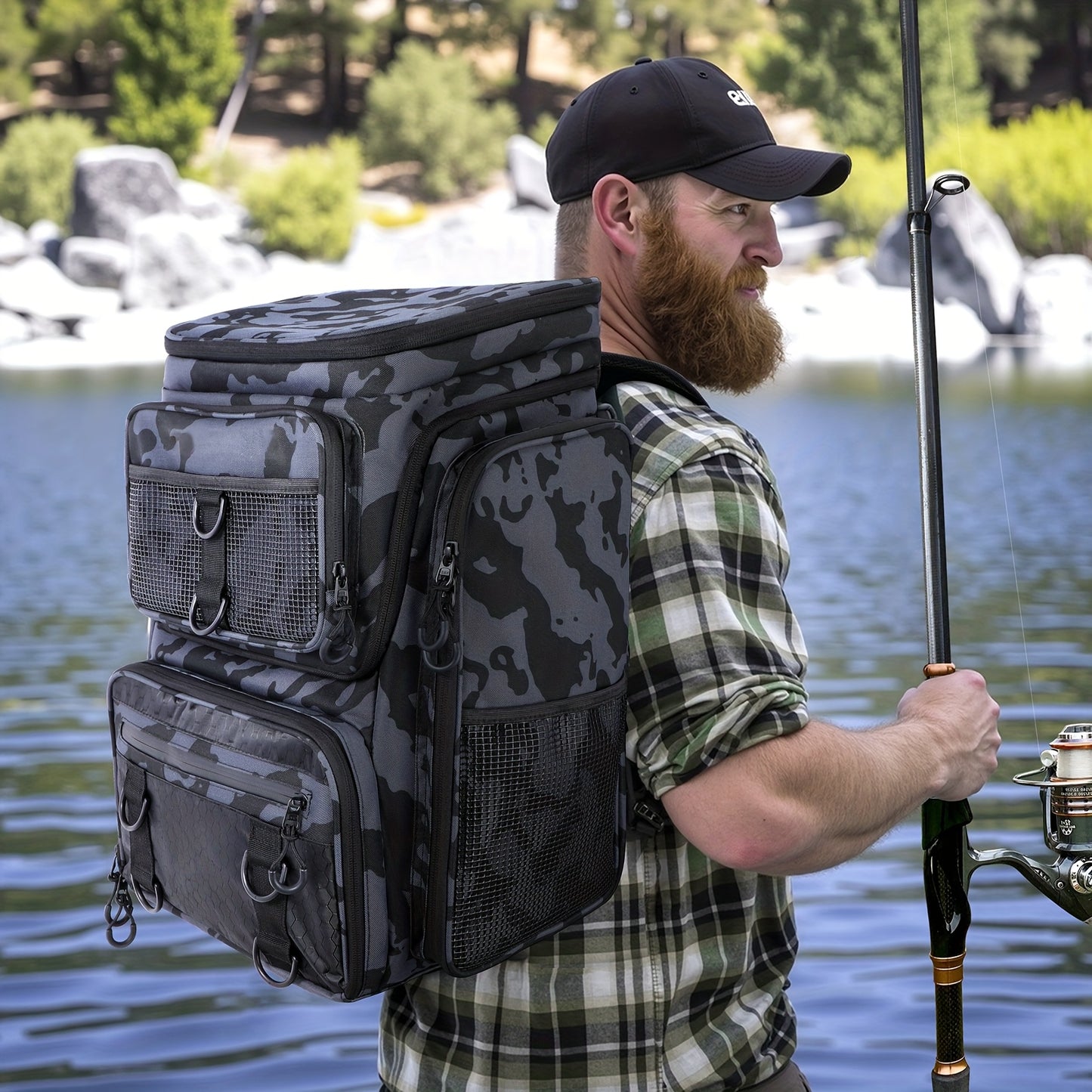Factory Supplier Extra Large Capacity Fishing Backpack: 11.1gal With Built-in Rod Tube, For Carrying Fishing Gear & Equipment. Ideal For Fishing, Mountaineering, Hiking, And Camping.