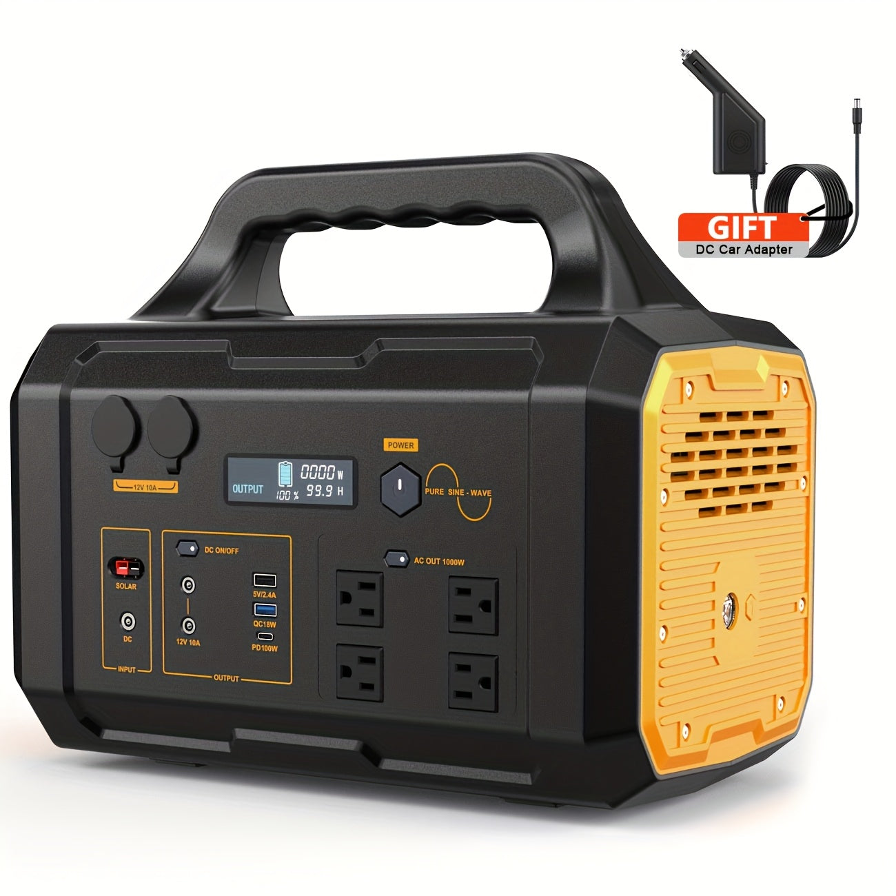 300W/293Wh, 600W/642Wh, 1000W/1024Wh Portable Power Station, Solar Generator(Excluding Solar Panels) with AC Qutlet/2 DC Ports/3 USB Ports Backup Battery/Power Supply for Qutdoor Trip Camping Emergency Survival Gear Travel Hu