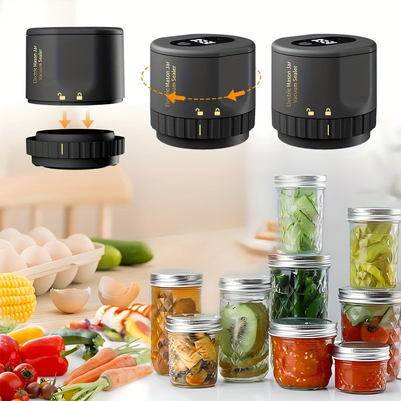 Electric Mason Jar Sealer One-Touch Jar Sealer Suitable for Mason Jars with Wide/ Narrow Mouth Lids, Heavy-Duty Seal for Preservation, Appliance (Compatible for Mason Jars)