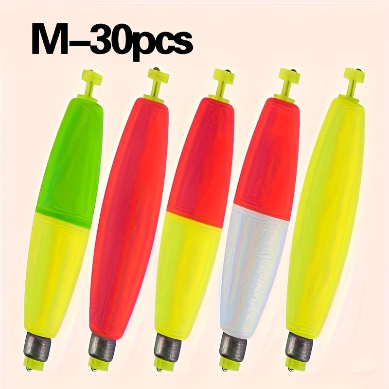 30pcs Premium EVA Fishing Floats - High Sensitivity & Visibility - Column-shaped, Weighted Sea Fishing Gear For Enhanced Performance, Without Battery