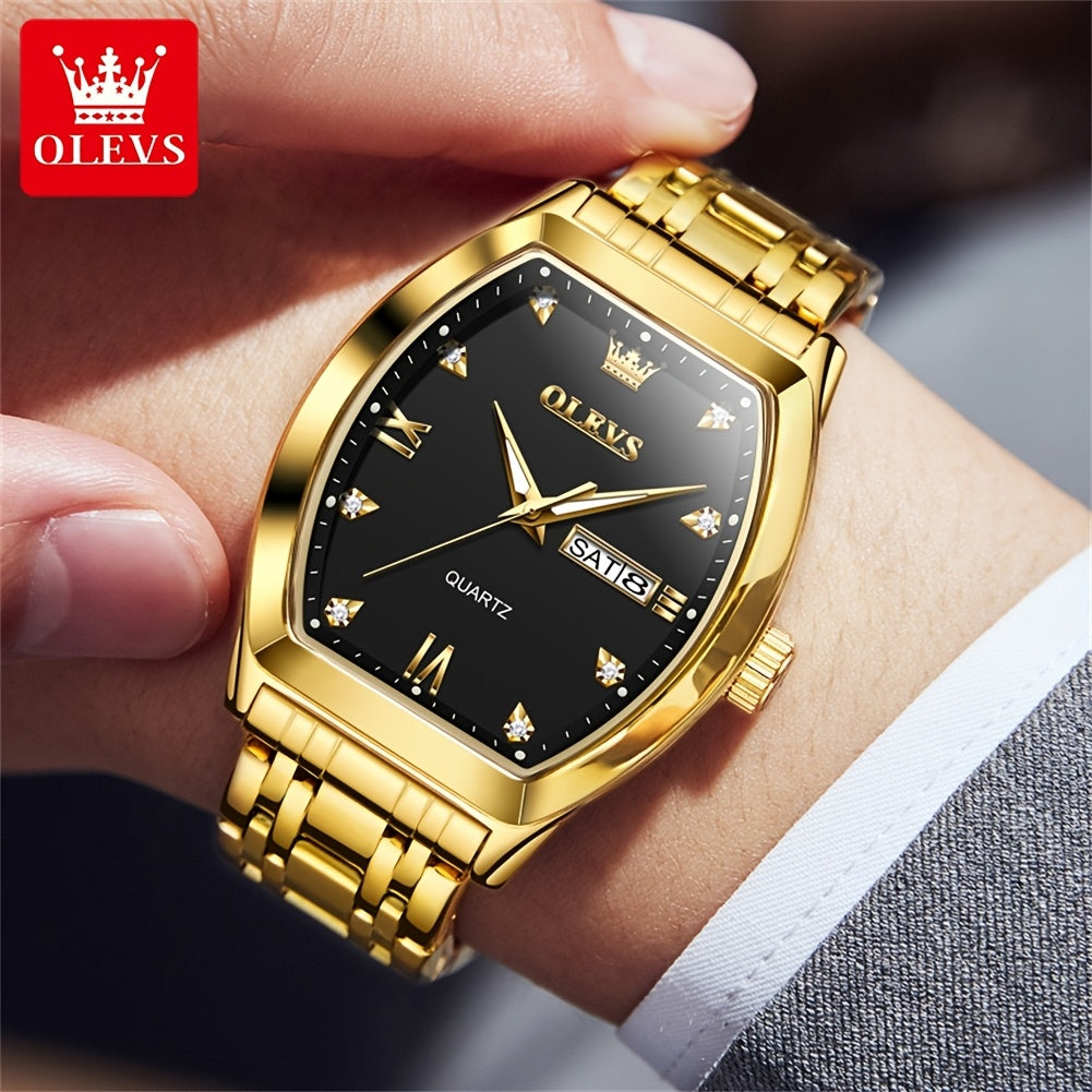 OLEVS Top Brand Original Men'S Wrist Watches Best Selling Fashion Trend Design High Quality Stainless Steel Dual Calendar Quartz Luxury Watch For Men