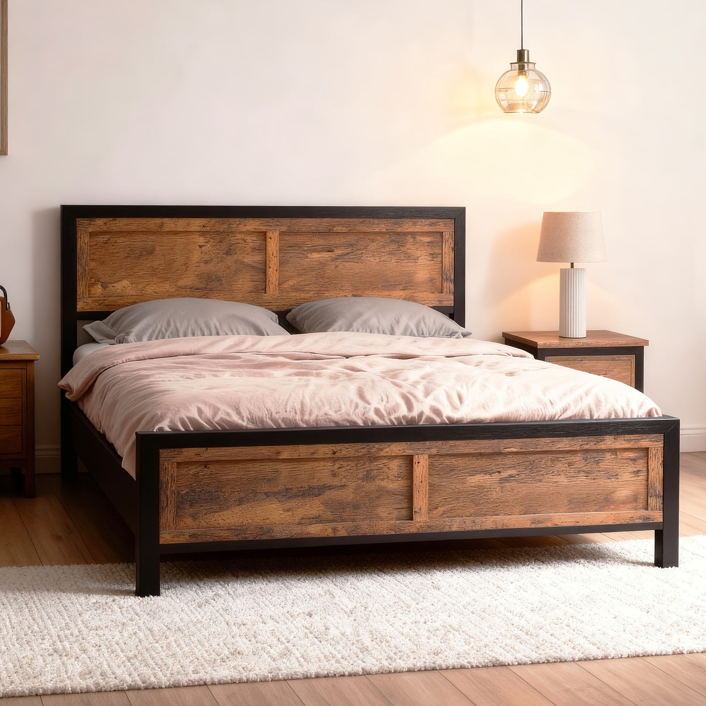 Modern Sturdy Heavy-duty Metal Full/Queen Bed Frame with Headboard and Footboard | 10in Under-bed Storage, Non-slip Recessed Design, Concealed Screw Construction, 1000 lbs Weight Capacity, Suitable for Bedrooms and Guest Room