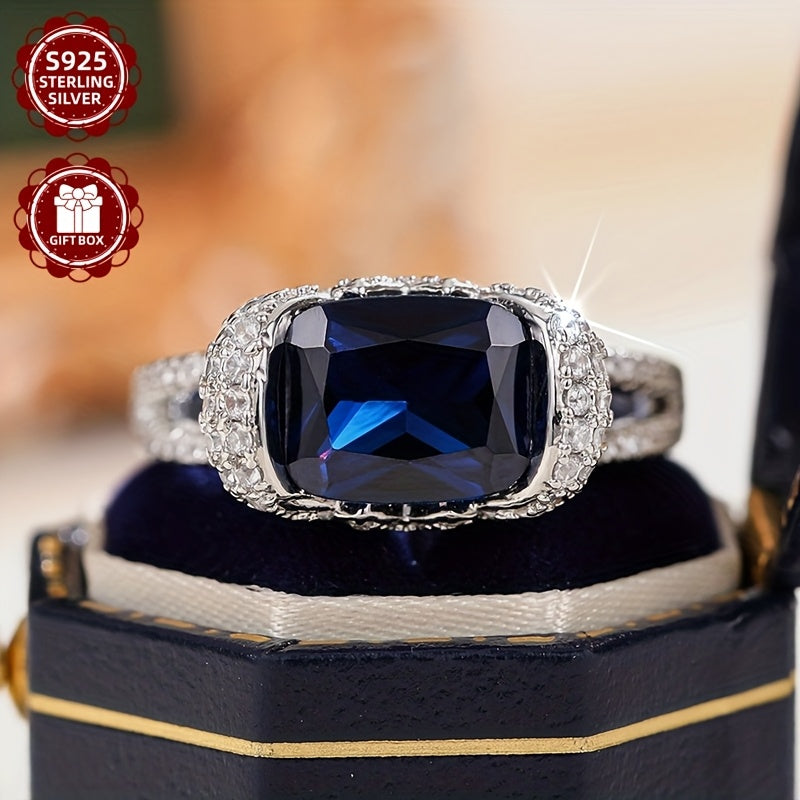 S925 Pure Silvery Luxury High-end Ring for Women's Moissanite