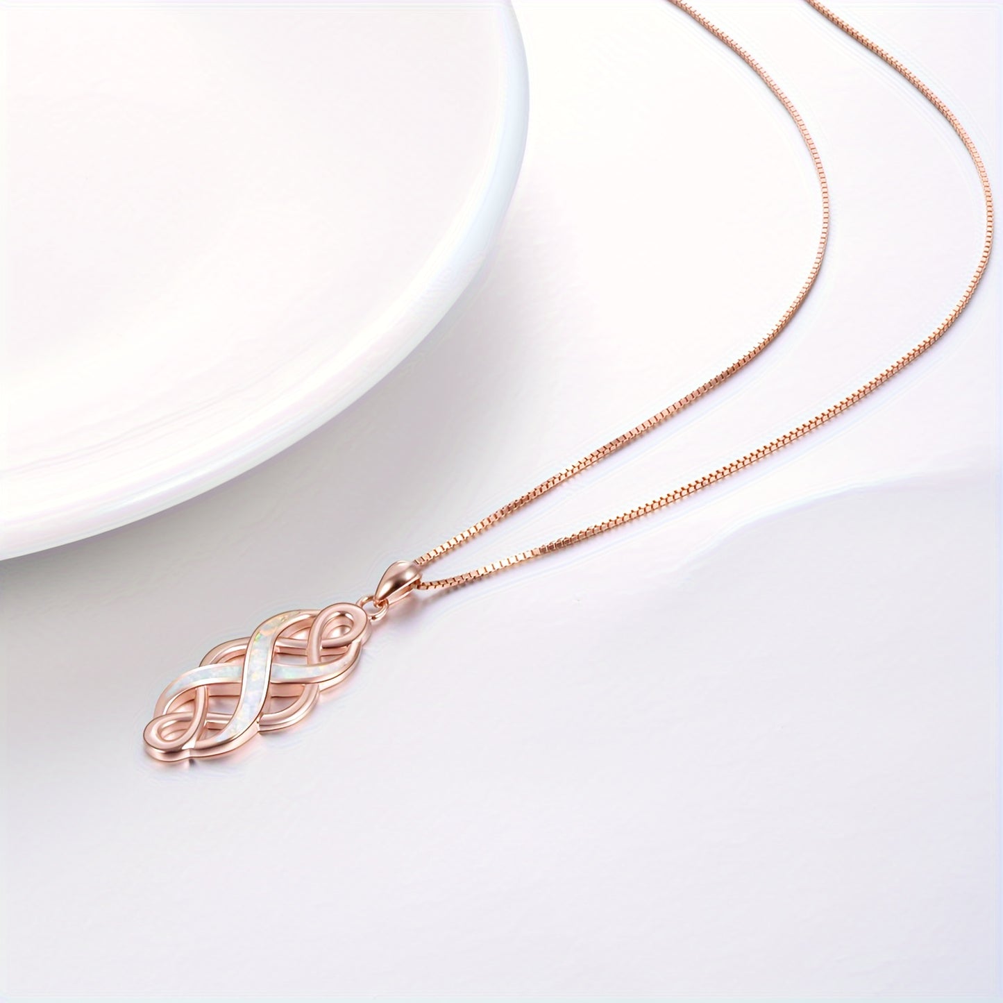 YFN Irish Celtic Knot Created Opal Pendant Necklace Sterling Silver Black Necklaces For Women Men 18"