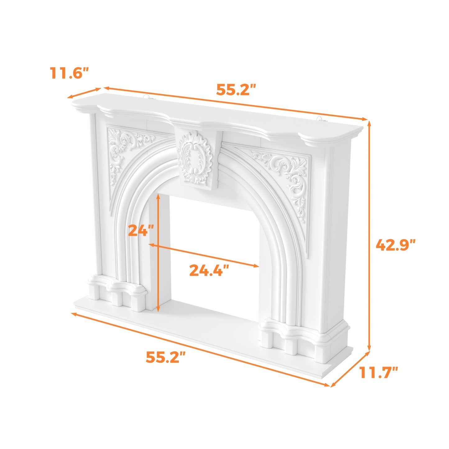 55.2'' Wide Modern TV Stand with Bookshelf Storage & Carved Surface Design - Media Console Table Suitable for Living Room, Wide-Screen TVs, Assembly Required, Freestanding Entertainment Center with Panels (White)