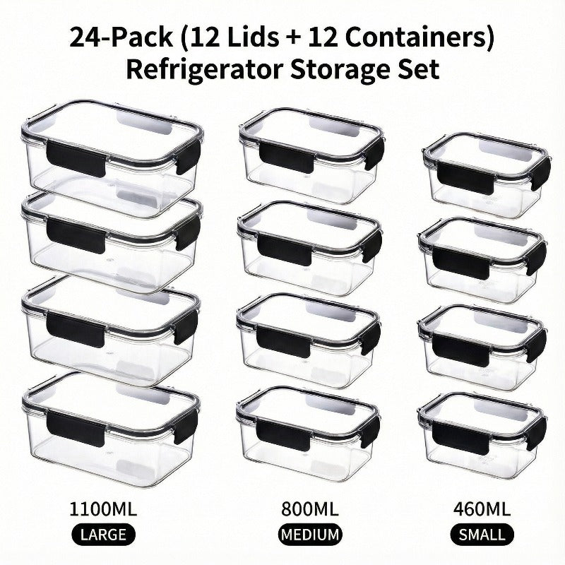 16/24pcs (16oz/27oz/34oz) Large-capacity Refrigerator Storage Containers, Made of High-transparency Food-grade PET Material, Suitable for Refrigerator and Organization.