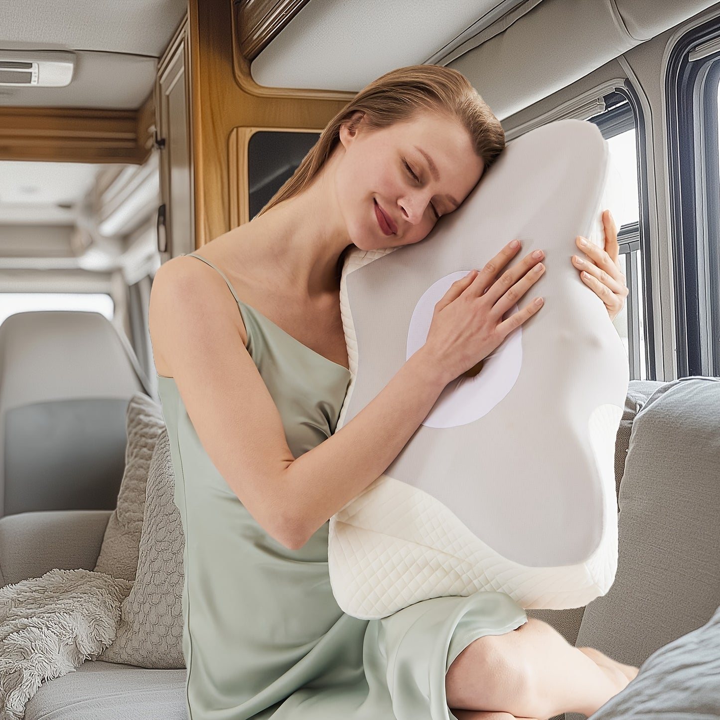 Cervical Neck Pillow, Ergonomic Contour. Memory Foam with Cooling Pillowcase