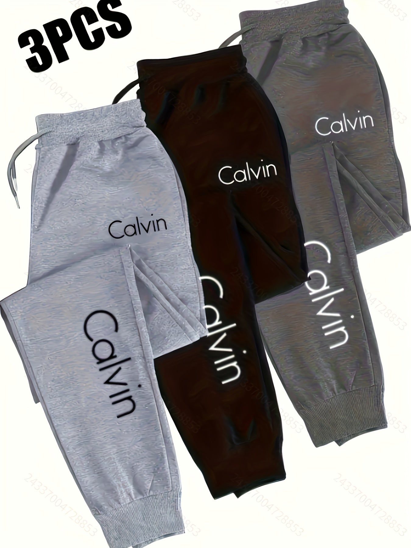 3pcs Oversized Men'S Casual Jogging Pants | Comfortable Elastic Fabric, Breathable, Adjustable Elastic Drawstring Waistband, Loose Fit, Suitable for Gym, Training, and Autumn Casual Wear, Essential for Sports Enthusiast