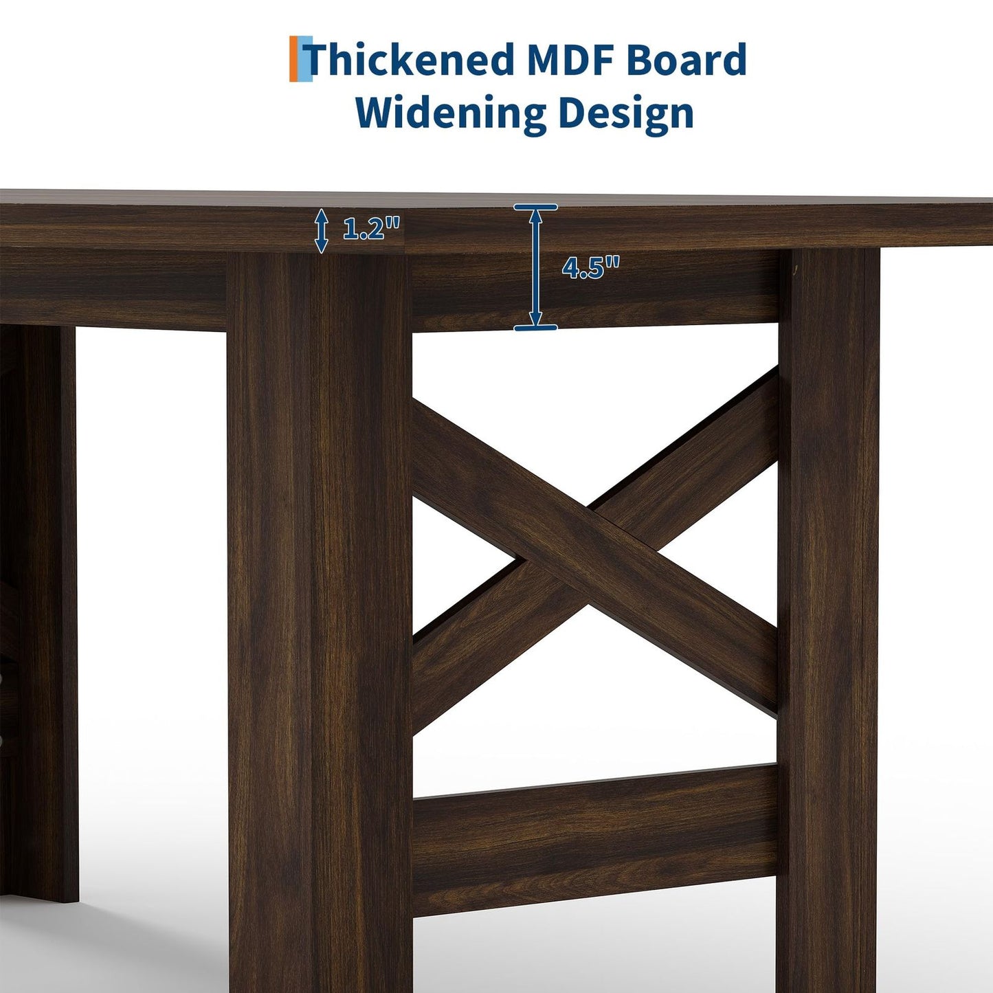 Wood Farmhouse Dining Table for 6-8 | Heavy Duty Large Kitchen Table, 70.87" Long Rectangular Dining Room Tables with Strong Legs, Thickness Tabletop, for Big Family, Dinette | Mediterranean Style, Mixed Color, Multifunctiona