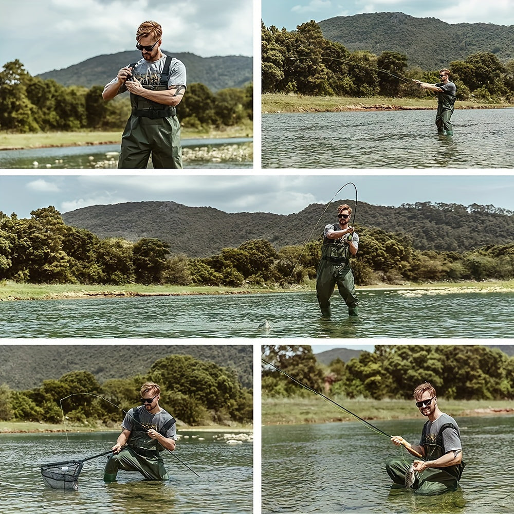 Night Cat Unisex Wading Pants | Breathable and Lightweight Nylon Chest Waders with Boot Leg Straps for Fishing, Hunting, Farms | Sizes 6.5-13, Green