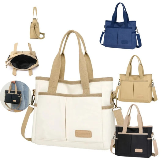 Canvas Tote Multi Pockets Large Handbags Ladies Bags Universal Handbags Large Capacity Mommy Bags Canvas Crossbody Bags Shoulder