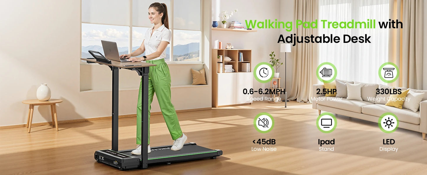 Akluer Walking Pad Treadmill,Compact Walking Pad, 2.5HP Desk Treadmills,Foldable Treadmill with Remote Control,for Home & Office