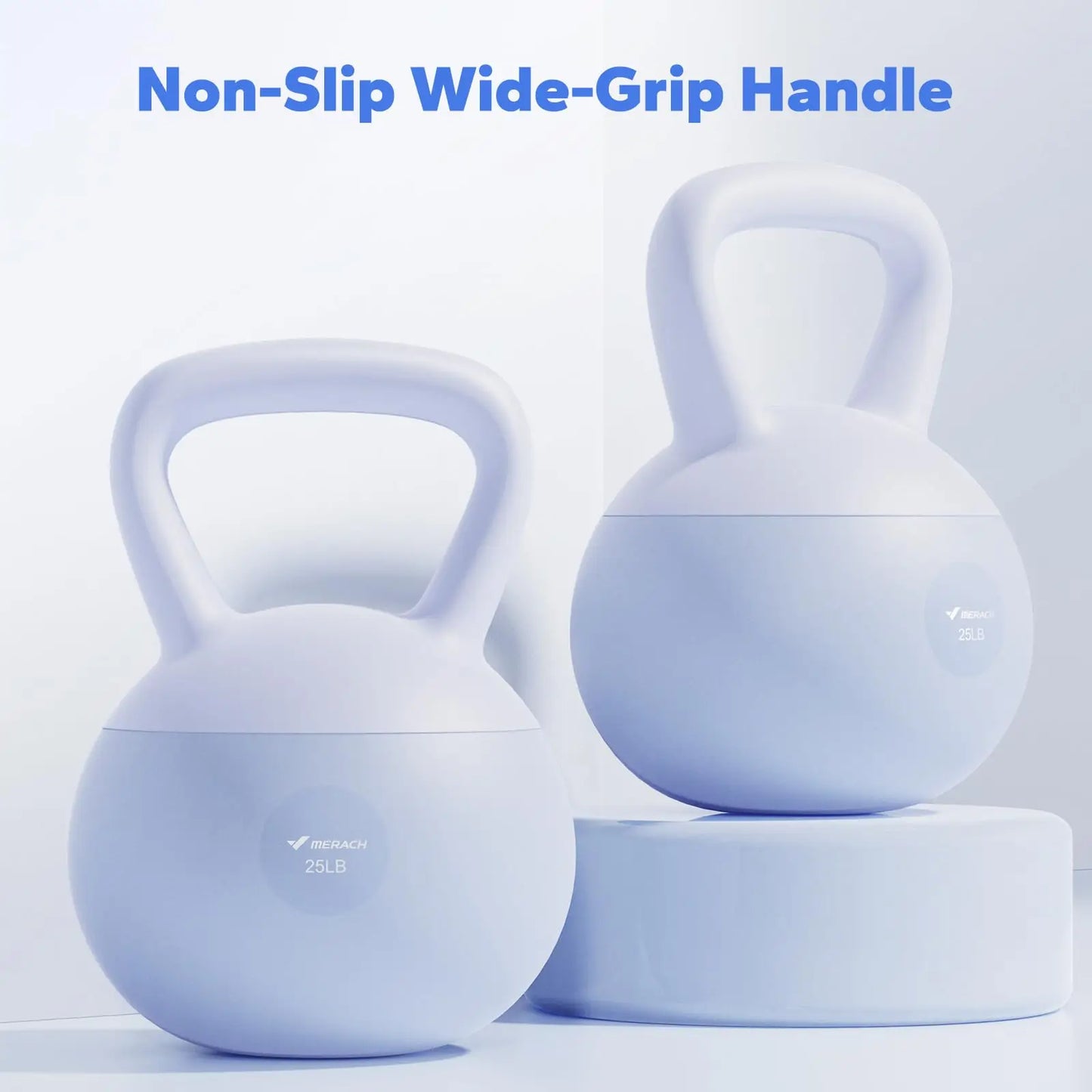 MERACH Soft Kettlebell Non-Slip Wide-Grip Handle Cushioned Horizontal Base Filled with Fine Mineral Sand Premium Kettle Bell