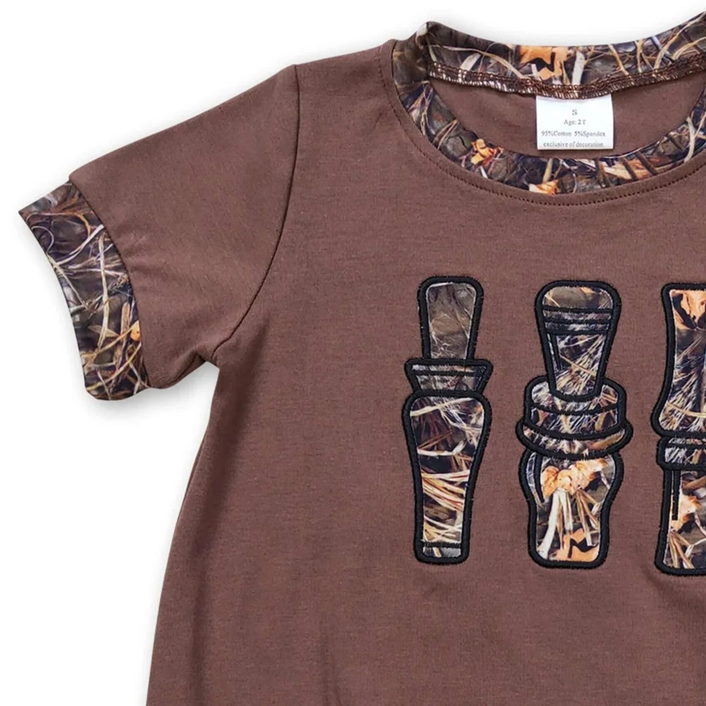Baby Infant Boys Camo Duck Call Brown Short Sleeve Rompers