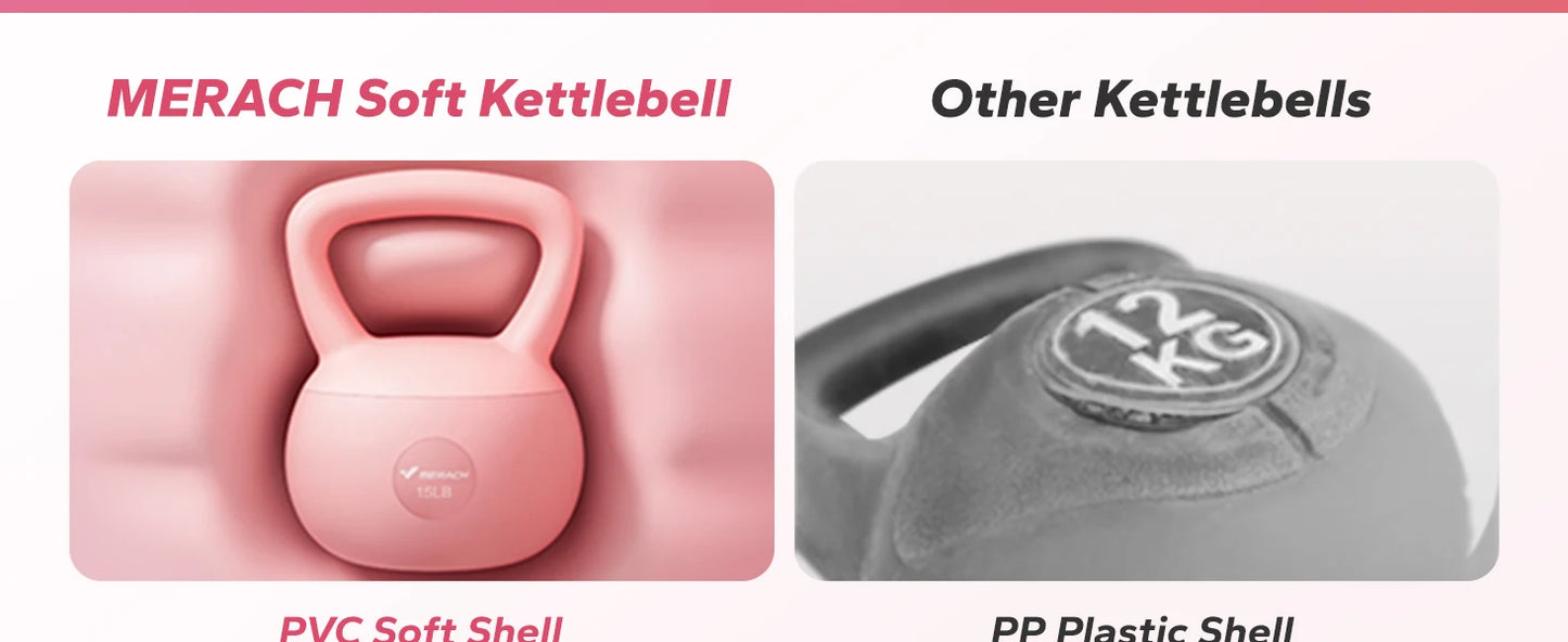 MERACH Soft Kettlebell Non-Slip Wide-Grip Handle Cushioned Horizontal Base Filled with Fine Mineral Sand Premium Kettle Bell