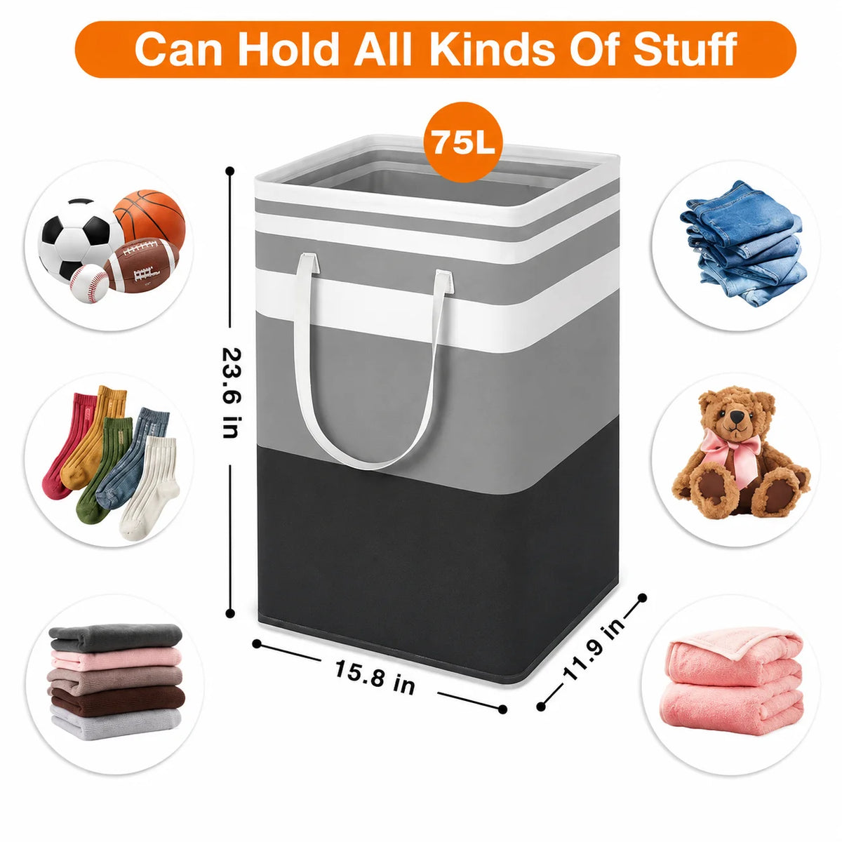 Large Laundry Basket, Collapsible Laundry Hamper for Clothes, Folding Storage Bin Container, High Capacity Wardrobe Clothes Organizer
