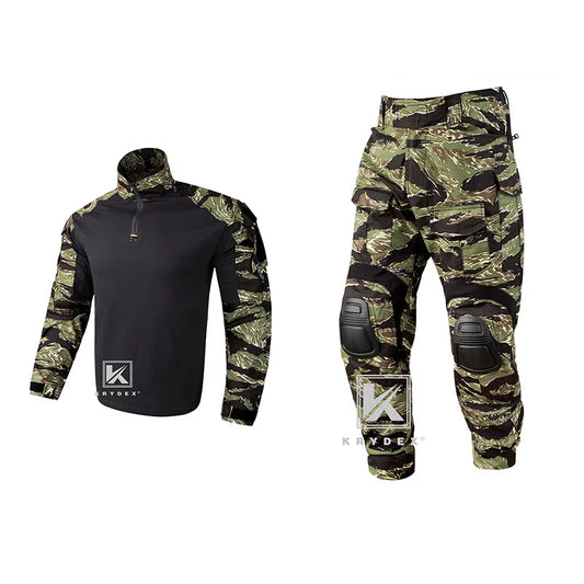 KRYDEX Camouflage Combat Uniform Suit Clothing For Hunting Outdoor Tactical Camouflage Shirt & Pants Kit