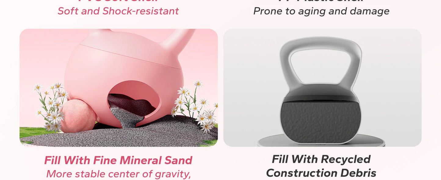 MERACH Soft Kettlebell Non-Slip Wide-Grip Handle Cushioned Horizontal Base Filled with Fine Mineral Sand Premium Kettle Bell