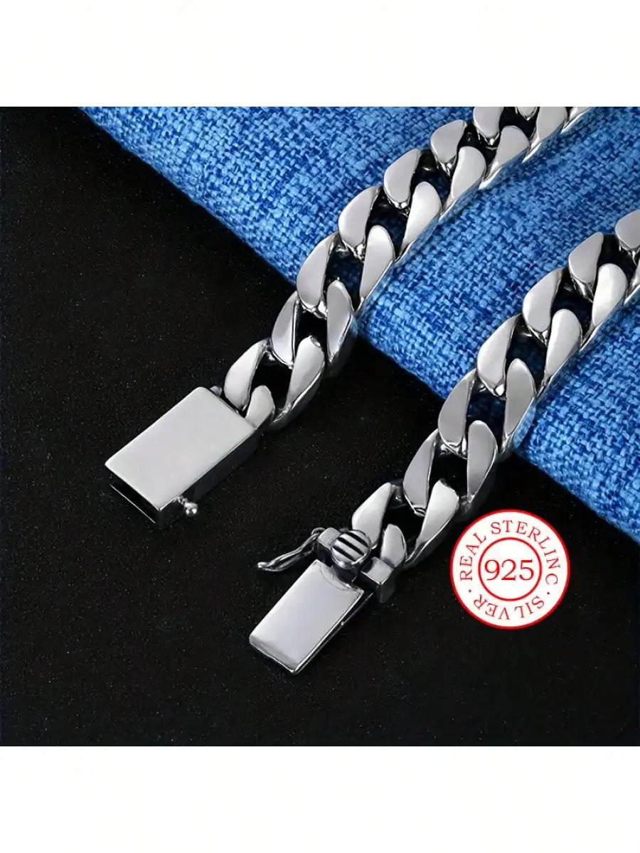 Unisex Sterling Silver Bracelet - Vintage Cuban Link Chain, Hypoallergenic Jewelry for Men & Women, Ultimate Gift Idea