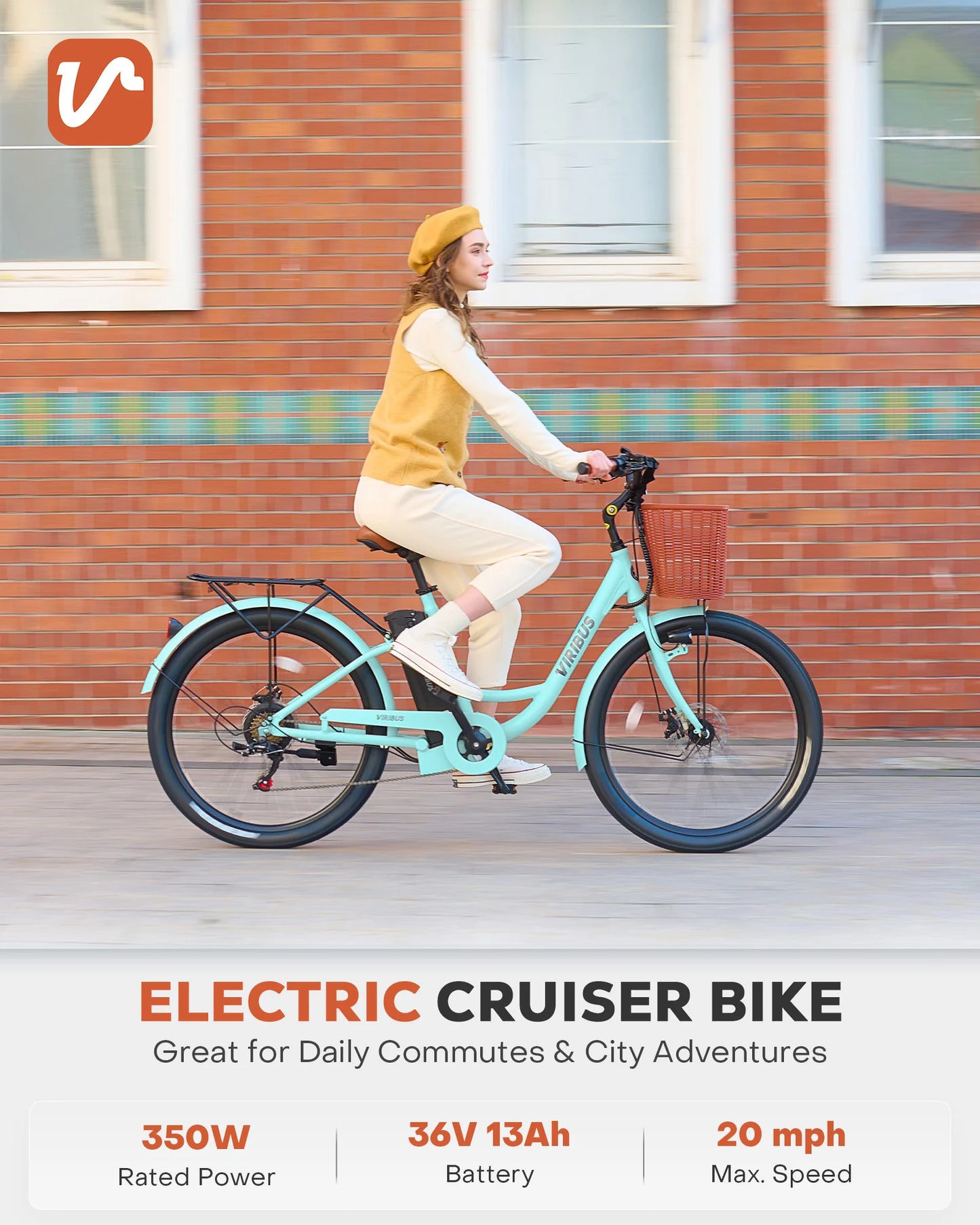 Electric Bike for Adults, 26" ebike with 350W Motor Shimano 7 Speed Shifter Pedal Assist 36V Battery Dual Disc Brakes for Men Wo