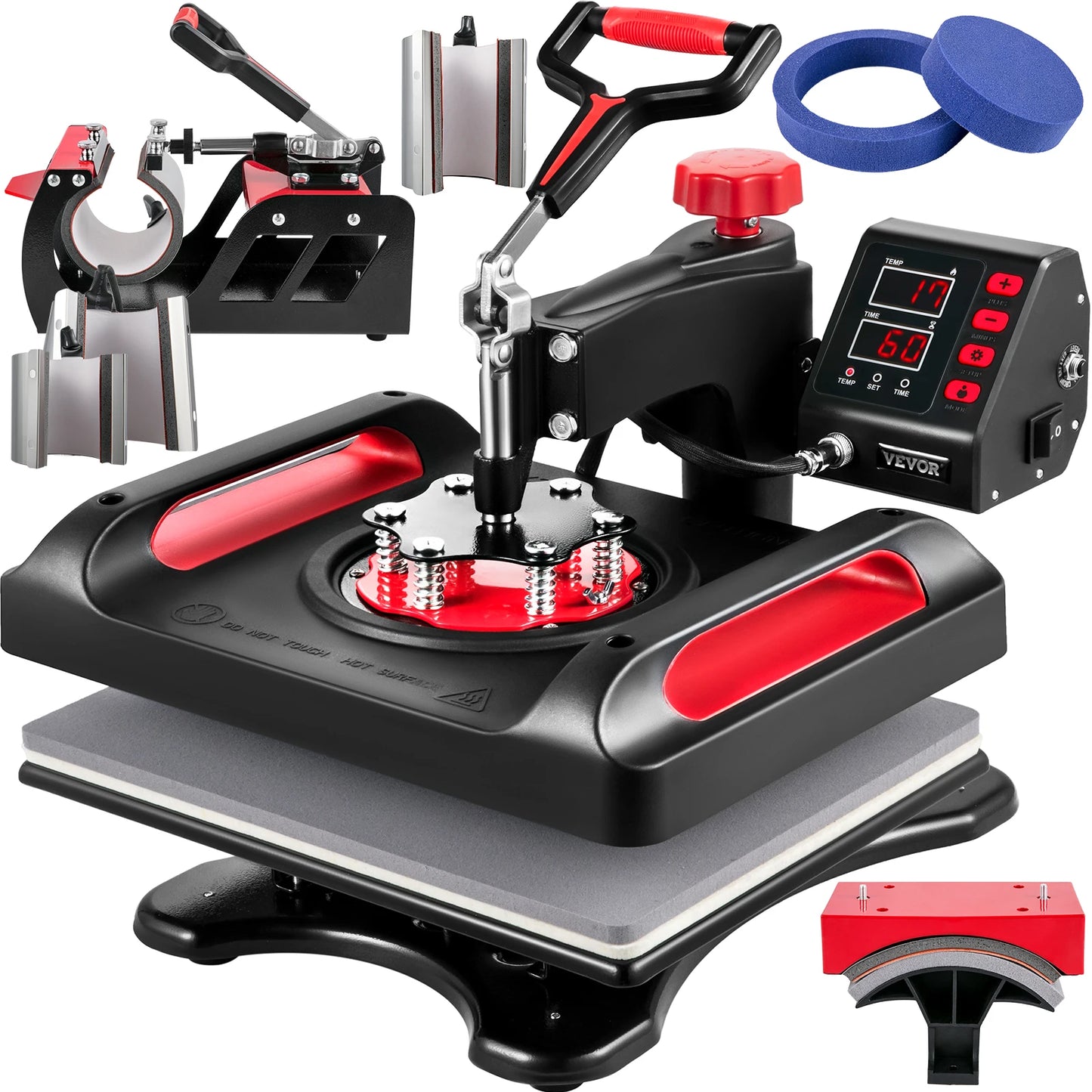 SucceBuy 30*38CM 8 in 1 Combo Upgrade Heat Press Machine 360° Rotation Sublimation Printer Cap Shirt Mug Plate 2D Heat Transfer