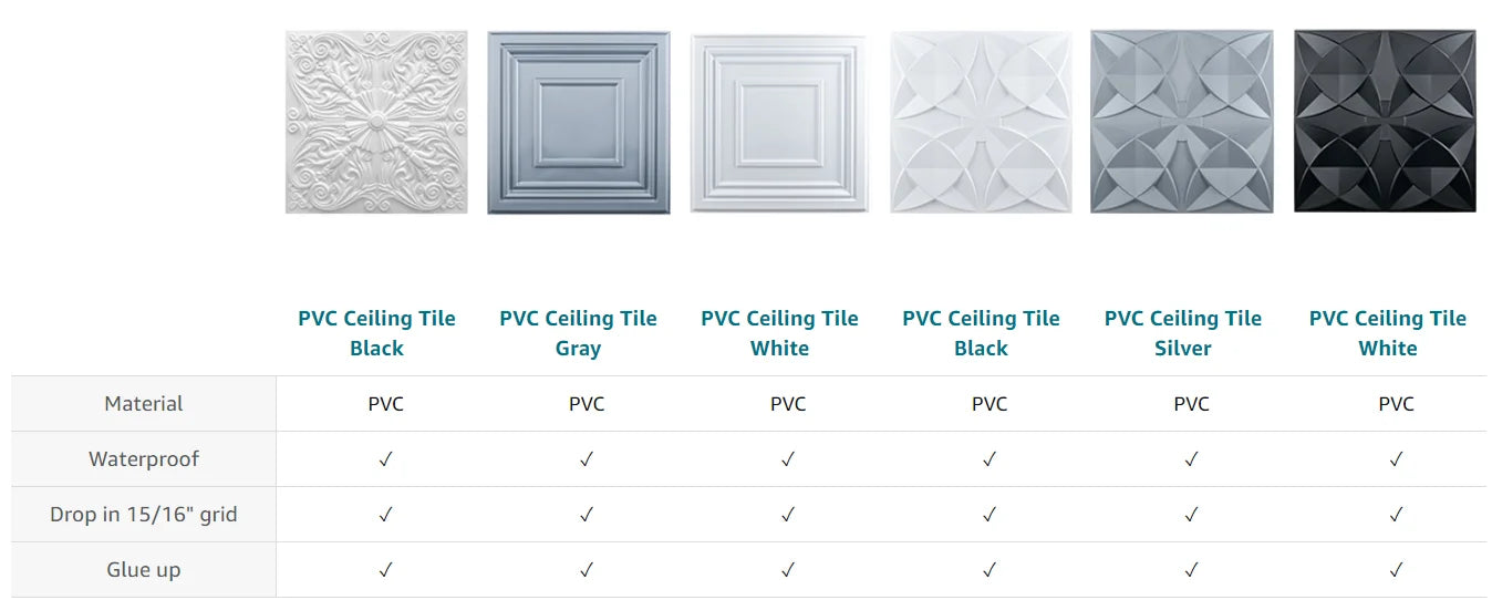Art3d Drop Ceiling Tiles 24x24 in White (12-Pack, 48 Sq.ft), Wainscoting Panels Glue Up 2x2
