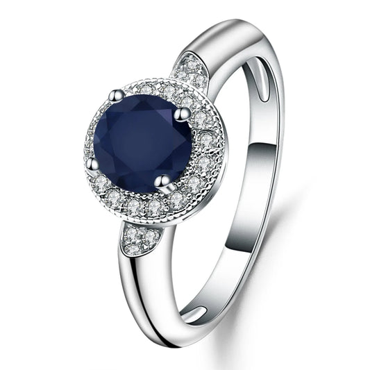 GEM'S BALLET 1.05Ct Round Natural Red Garnet Gemstone Ring 925 Sterling Silver Classic Wedding Rings for Women Fine Jewelry