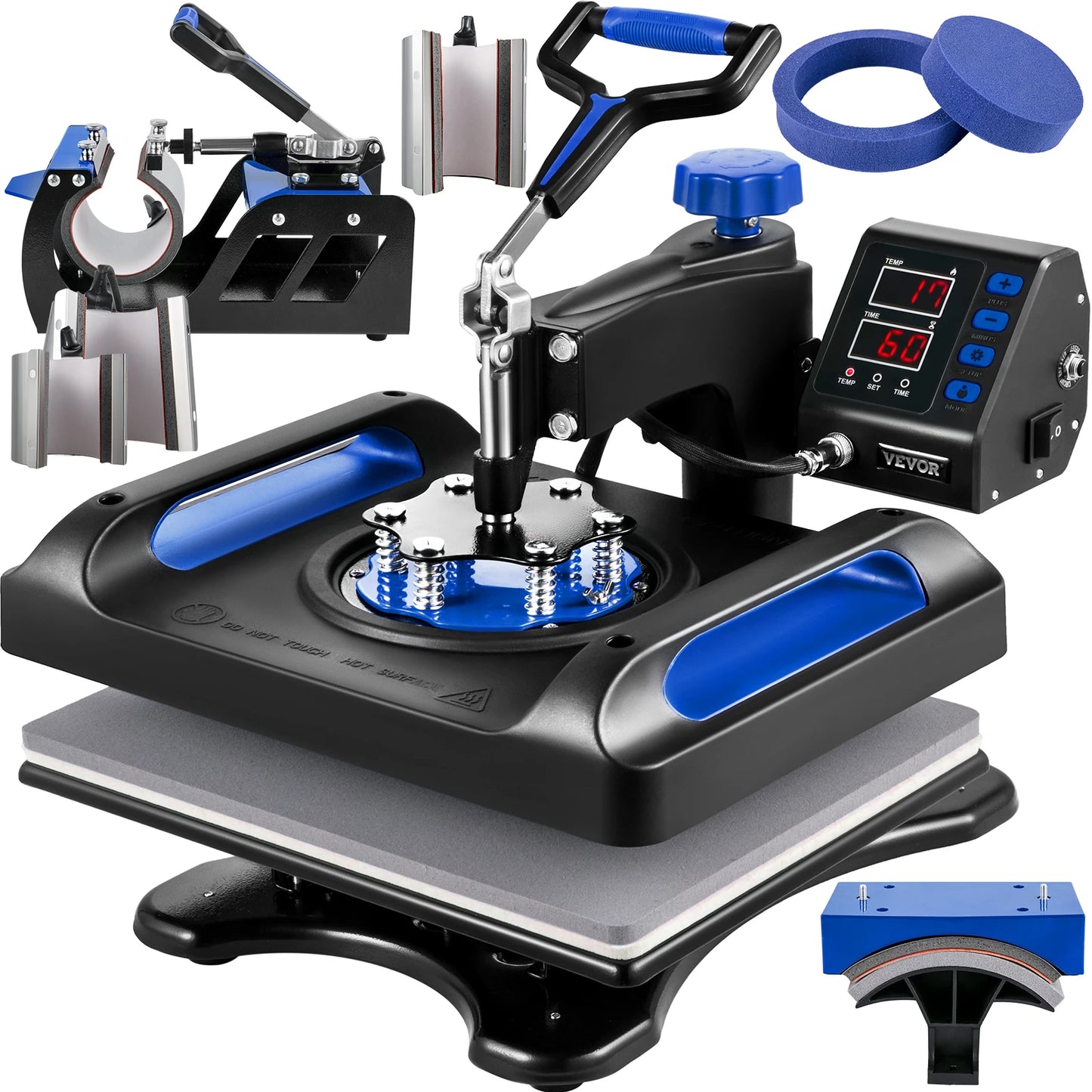 SucceBuy 30*38CM 8 in 1 Combo Upgrade Heat Press Machine 360° Rotation Sublimation Printer Cap Shirt Mug Plate 2D Heat Transfer