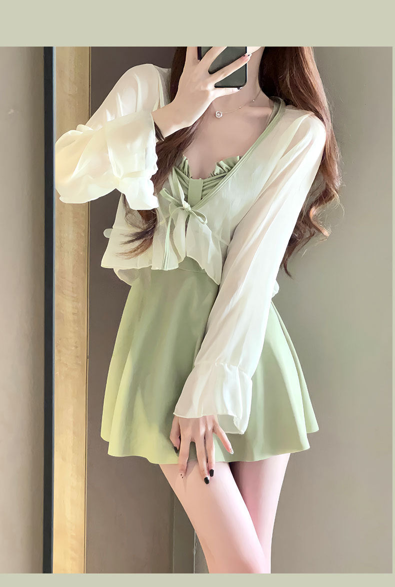 Swimsuit Women's 2025 New Summer Body-Slimming Conservative Skirt avocado green High-end Sexy Hot Spring Swimsuit