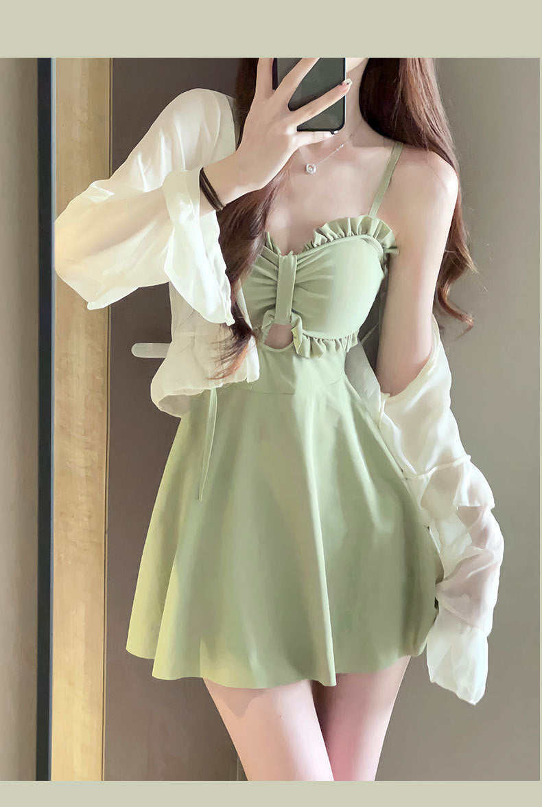 Swimsuit Women's 2025 New Summer Body-Slimming Conservative Skirt avocado green High-end Sexy Hot Spring Swimsuit