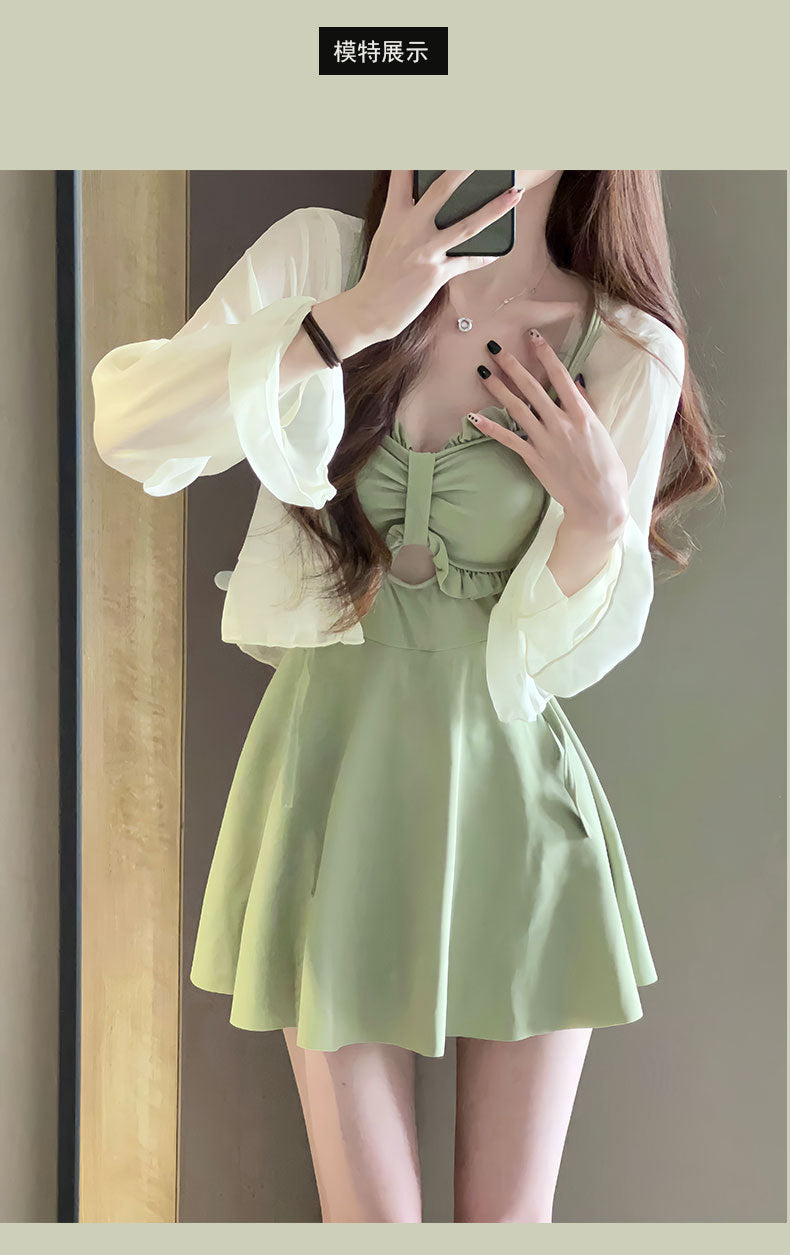 Swimsuit Women's 2025 New Summer Body-Slimming Conservative Skirt avocado green High-end Sexy Hot Spring Swimsuit